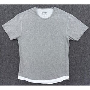 BYLT Shirt Mens Medium Gray Drop Cut SS Dual Layer Lux‎ Crew Performance Tee *